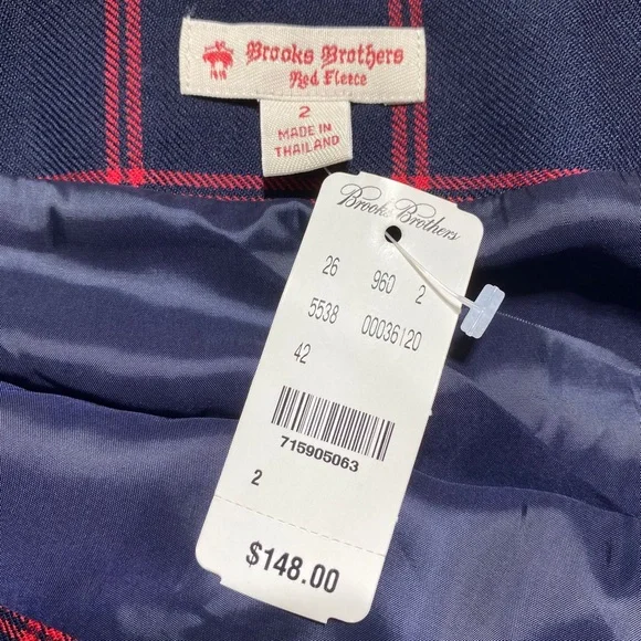 Brooks‎ Brothers Red Fleece Womens Plaid Wool Ruffle Front Skirt Size 2 Blue Red - Picture 5 of 13